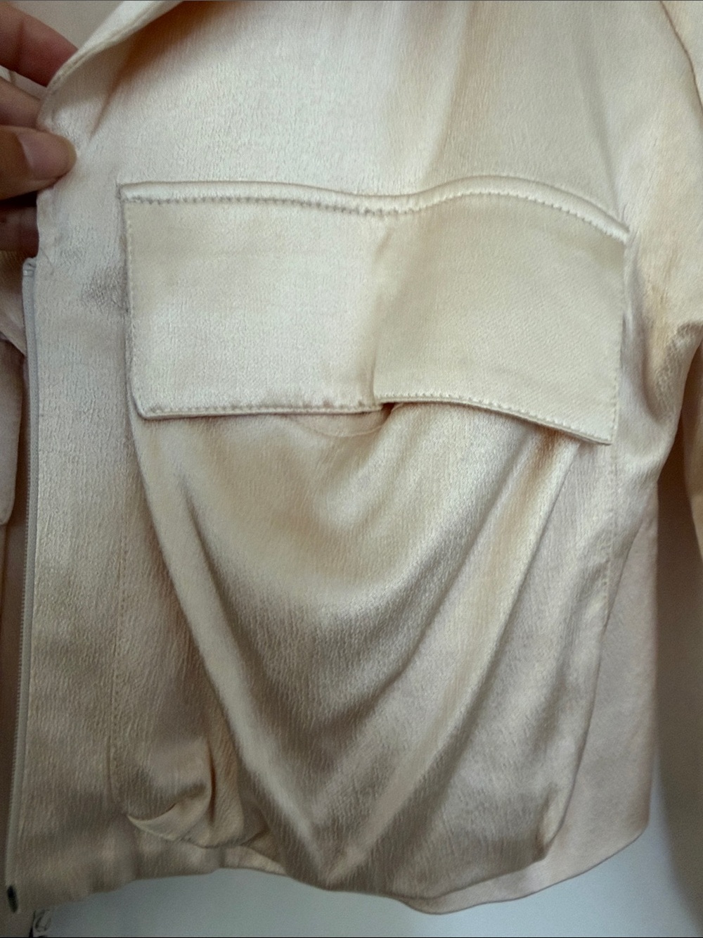 Zara Blush Satin Cropped Bomber Jacket - Picture 4 of 7